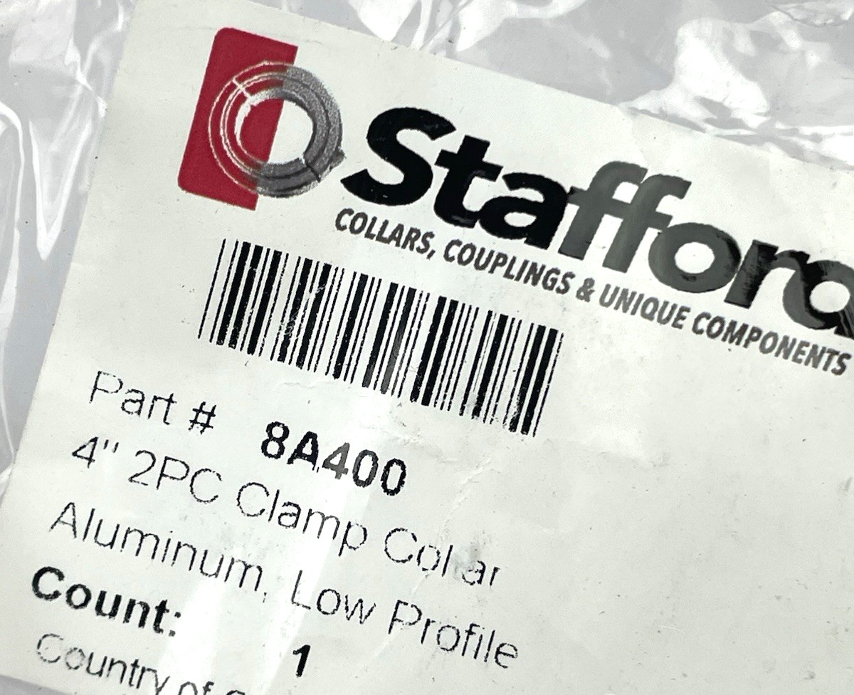 Stafford 8A400 4″ 4-inch Aluminum two-piece split clamp-type shaft collar