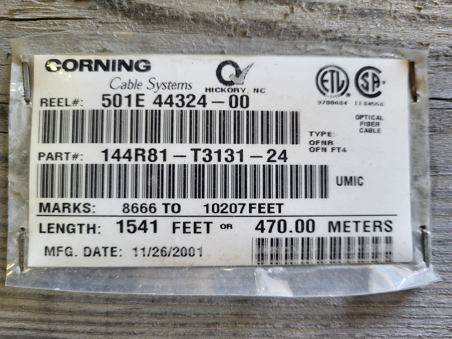 SURPLUS NEW Corning 144R81-T3131-24 Tight-Buffered Fiber Optic Cable – Parts