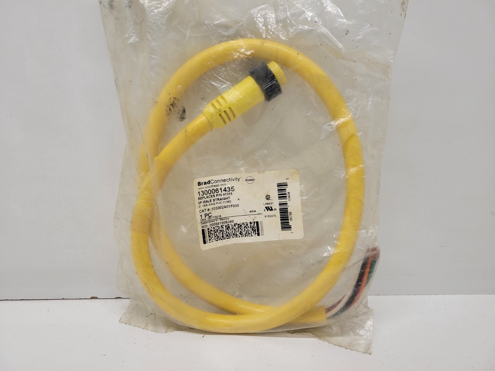 NEW OLD STOCK! BRAD CONNECTIVITY WOODHEAD 5P MALE CORDSET 1300061435