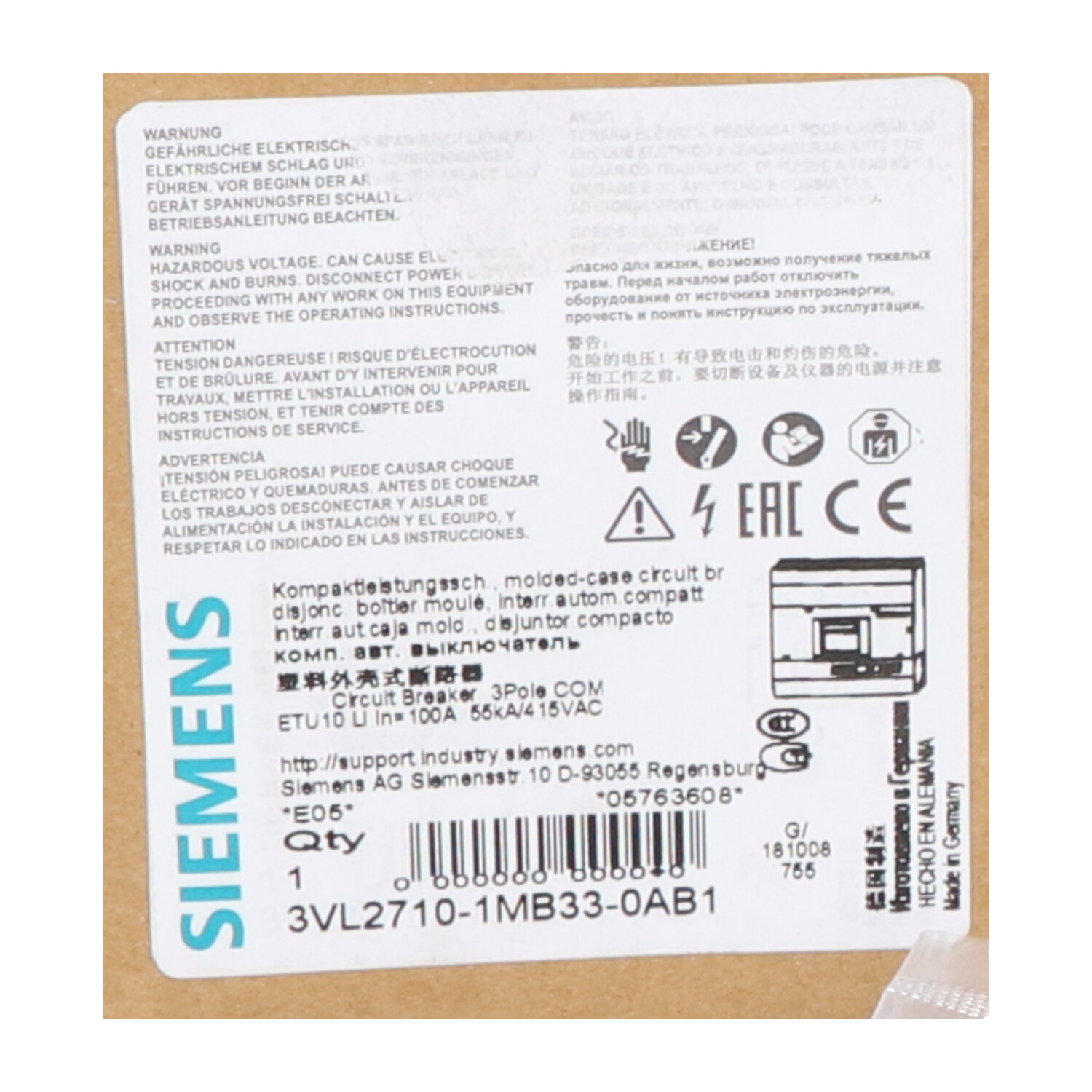 Siemens 3VL2710-1MB33-0AB1 Circuit breaker New NFP