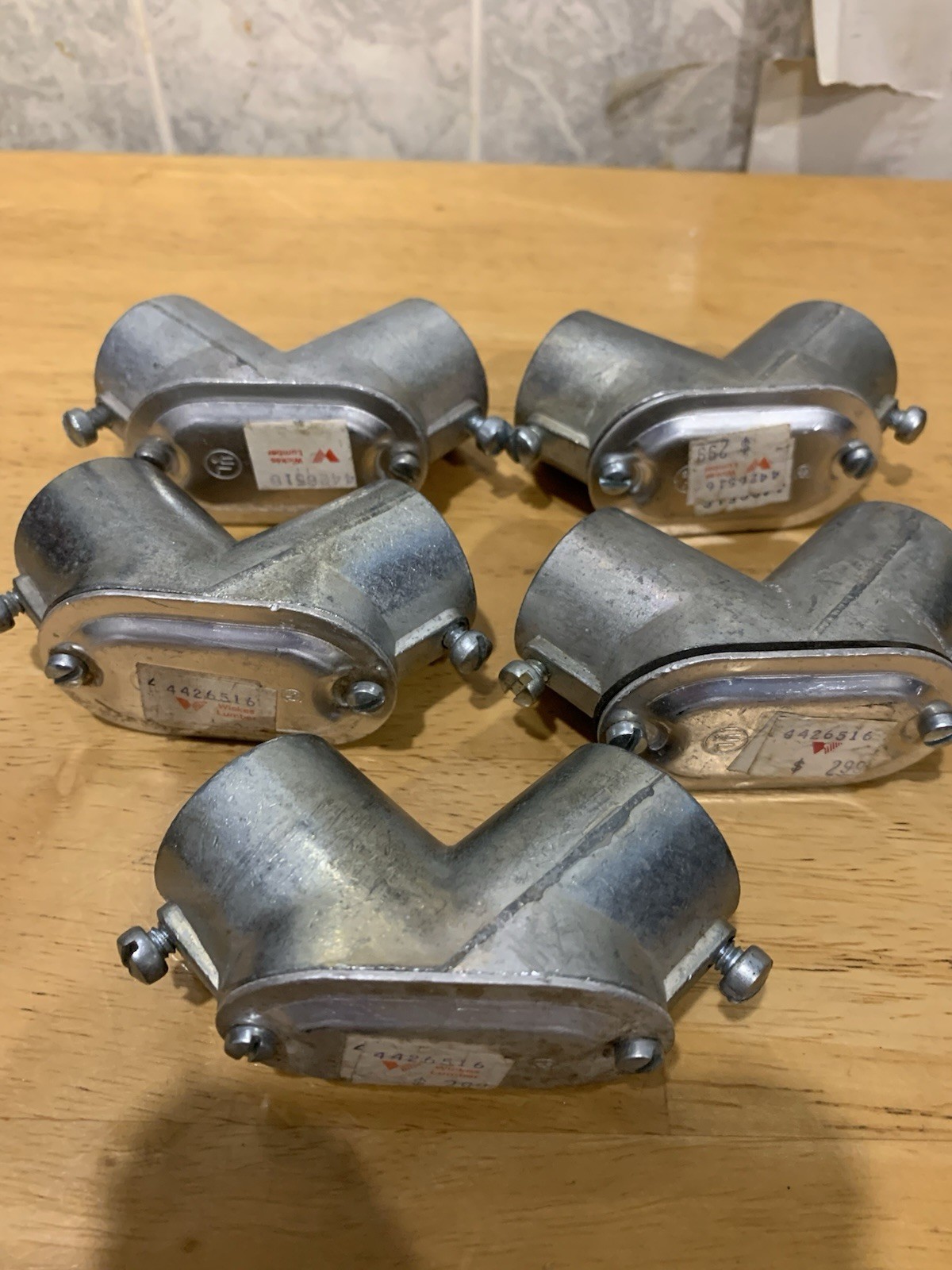 Lot of 5 New Old Stock Halex L144-2- 90 Degree Pull Elbow 3/4″ Squeeze Connector