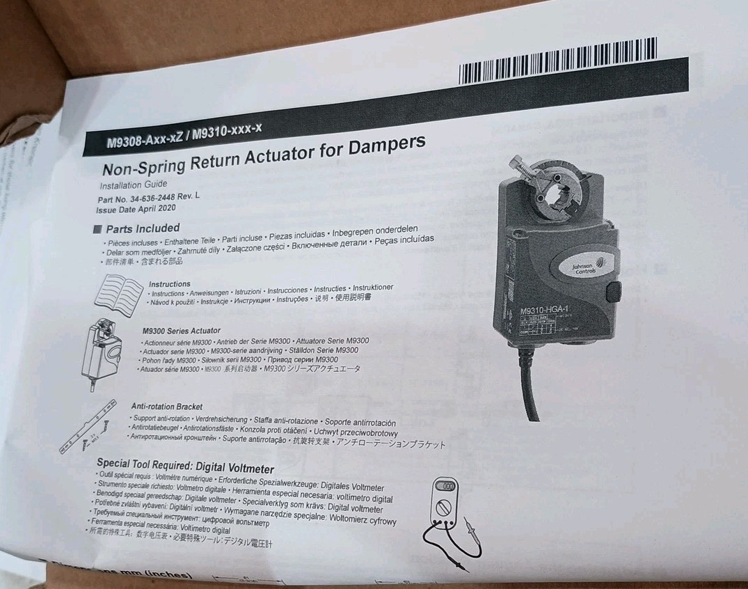 JOHNSON CONTROLS M9310-HGA-2 DAMPER VALVE ACTUATOR