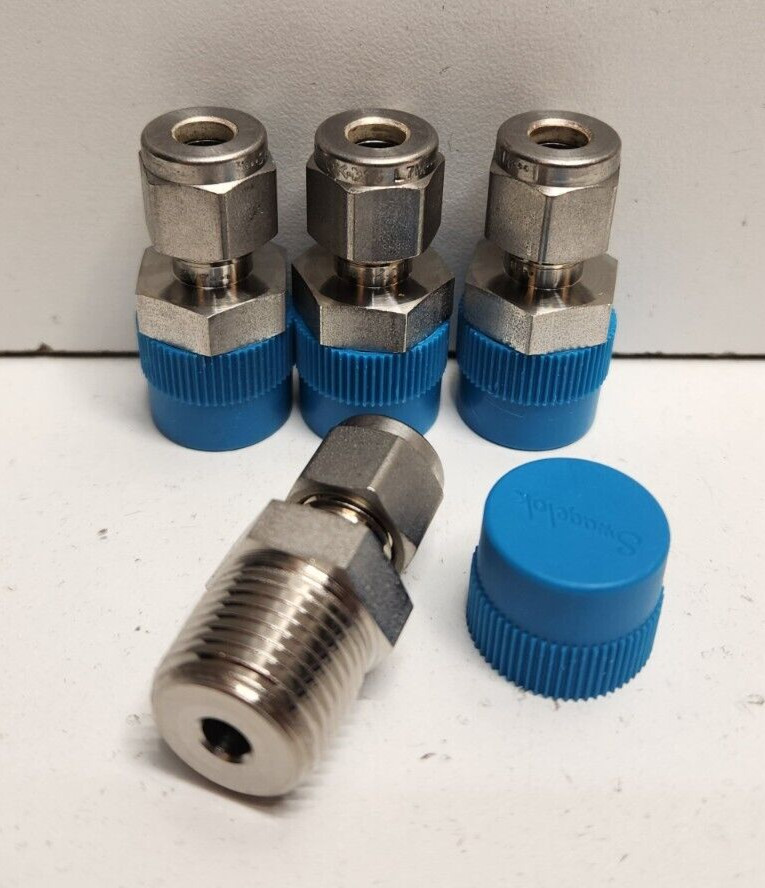 LOT OF 4 NEW OLD STOCK! SWAGELOK 1/4″ TUBE X 3/8″ NPT MALE CONNECTORS SS-400-1-6