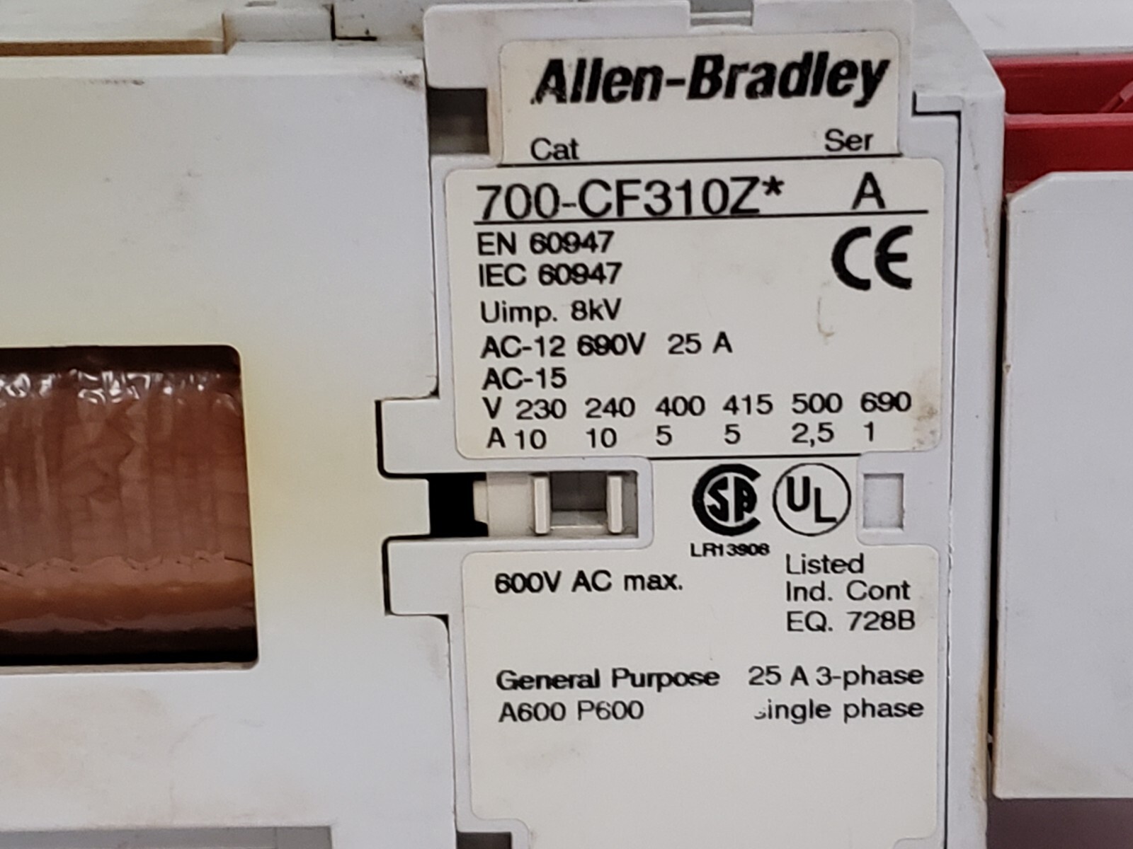 ALLEN BRADLEY 700S-CF620ZJC SAFETY CONTROL RELAY 8 POLE 10A 24V DC