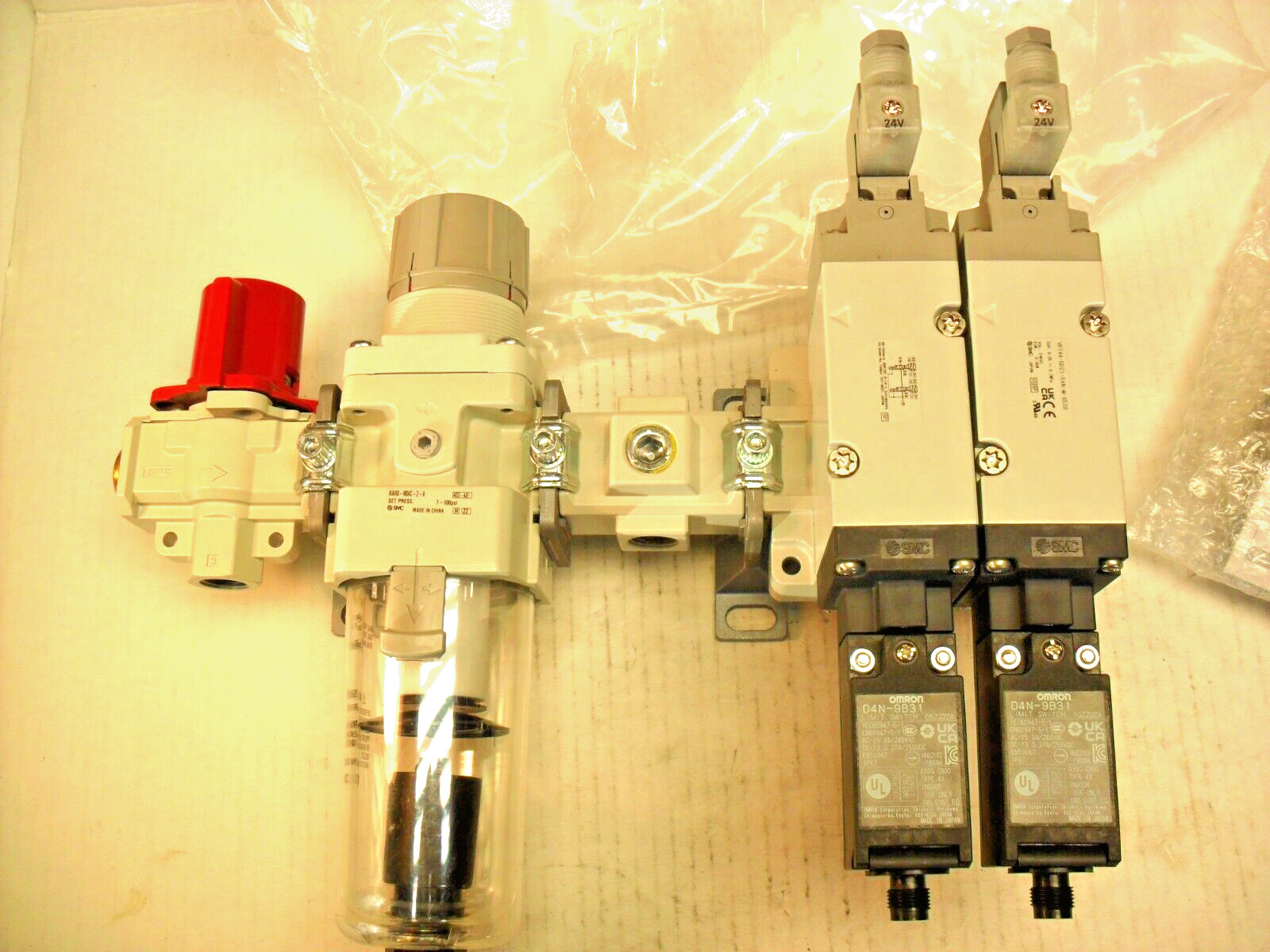 SMC Air Supply, AW40-N04C-Z-A, x2 OMRON D4N-9B31,VHS40-N04B-Z, Brackets, & More,