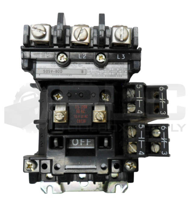 ALLEN BRADLEY 505V-BOD /B CONTACTOR W/ CB236 W/ (2) 595-AB /B AUXILIARY CONTACT