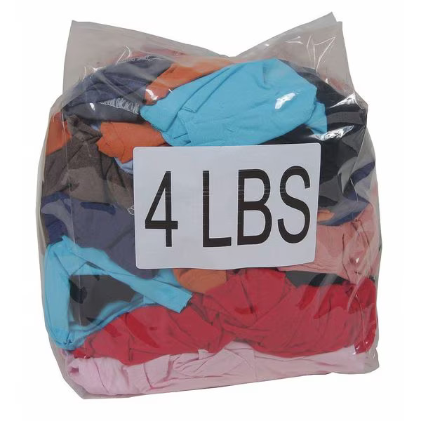 Recycled Cotton T-shirt Cloth Rags, 4 lb. Bag, Sizes Vary, Assorted Colors