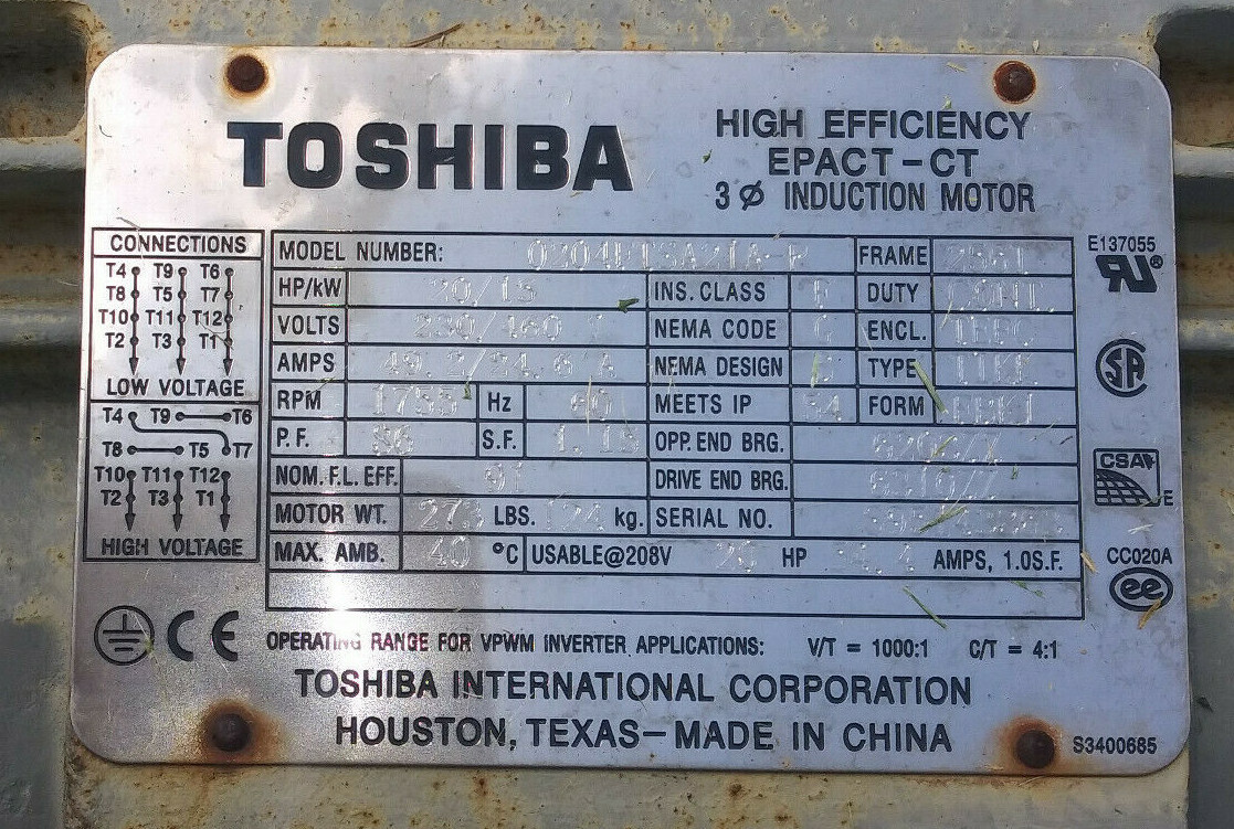 1 USED KCH SERVICES NH-30 EXHAUST BLOWER FAN W/ 20HP TOSHIBA MOTOR *MAKE OFFER*