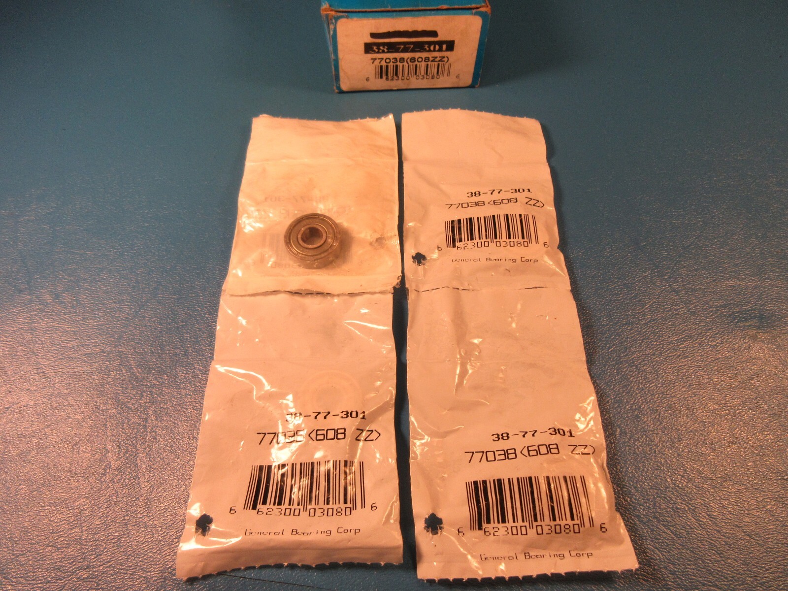 LOT OF 4 GENERAL 38-77-301, Single Row Ball Bearing, 8mm Bore X 22mm OD X 7mm W