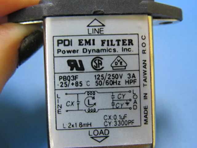 Power Dynamics PB03F Qty of 10 per Lot PDI EMI Filter 125/250v 3A -25/+8550/60