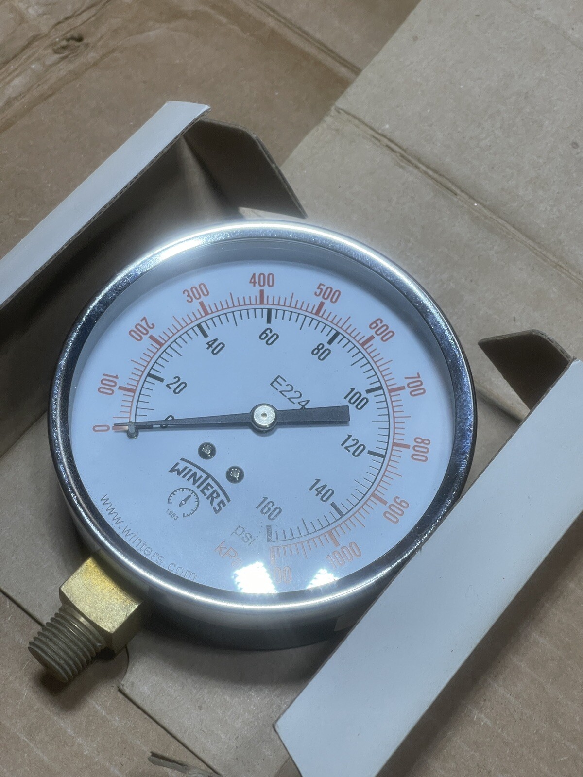 Winters E224 Pressure Gauge 0-160 PSI 0-1100kPa