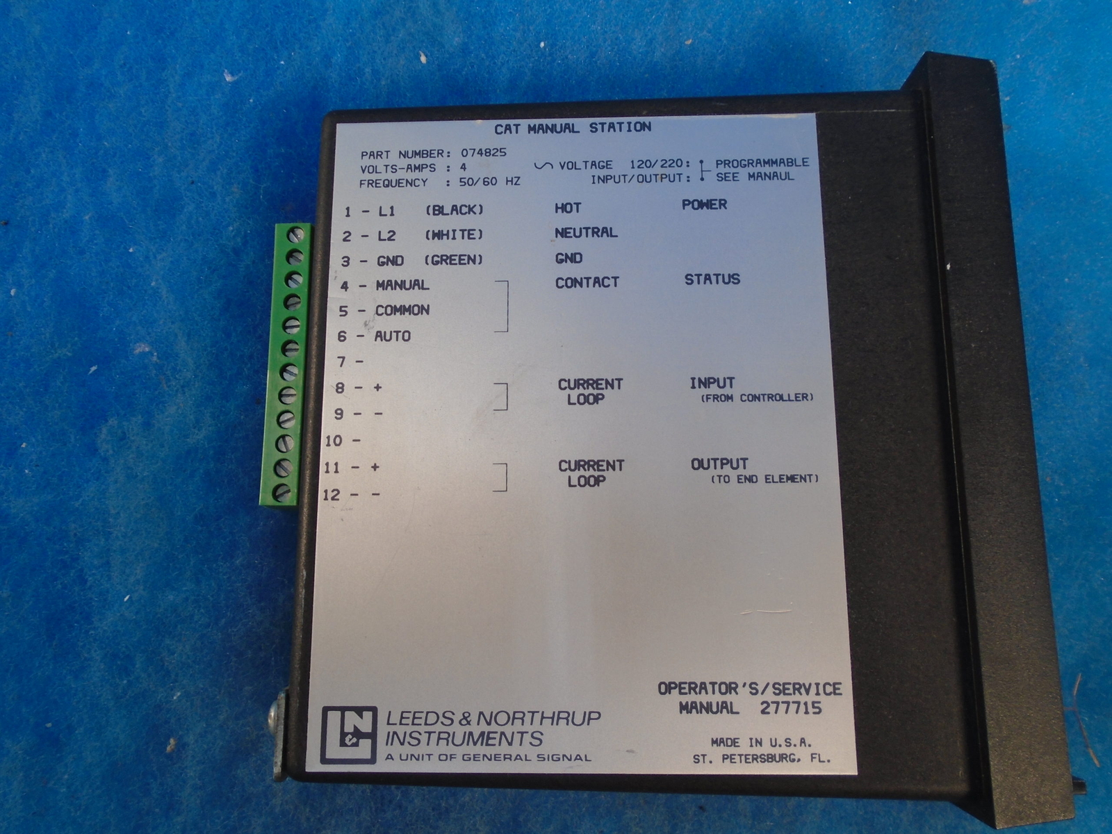 LEEDS AND NORTHRUP INSTRUMENTS 074825 MANUAL HAND OUTPUT STATION 1YR WARRANTY