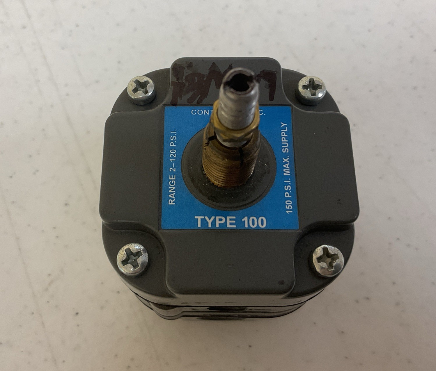 CONTROL AIR INC. TYPE 100 AIR PRESSURE REGULATOR 2-120 PSI 150 PSI MAX SUPPLY