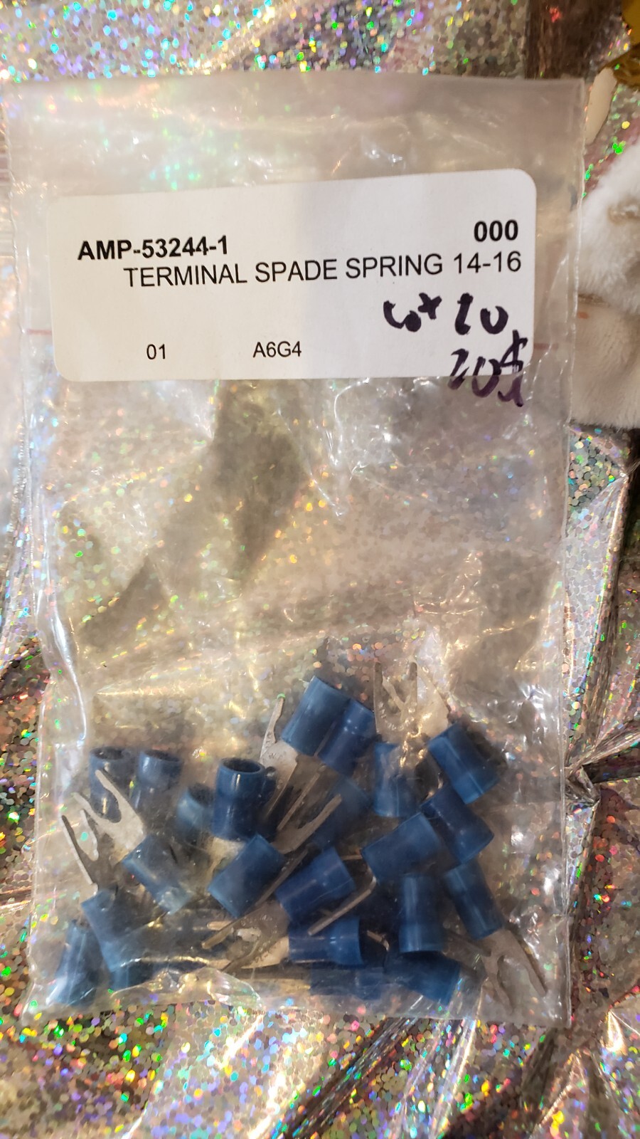 NEW LOT of 20 AMP Terminal Spade Fork Blue Spring Crimp Socket # 53244-1