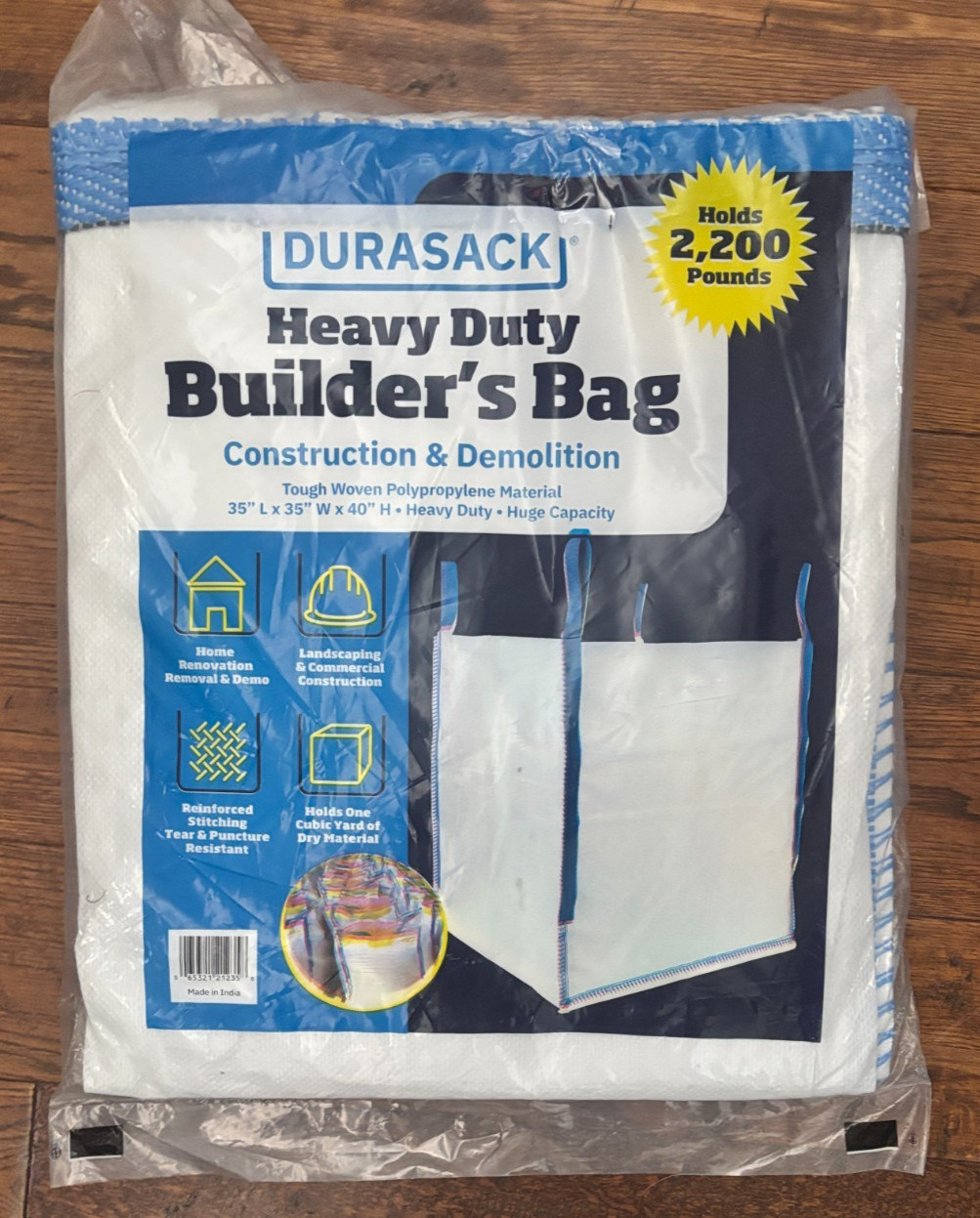 DURASACK Heavy Duty Builders Bag Holds 2200 lb White Woven Polypropylene New