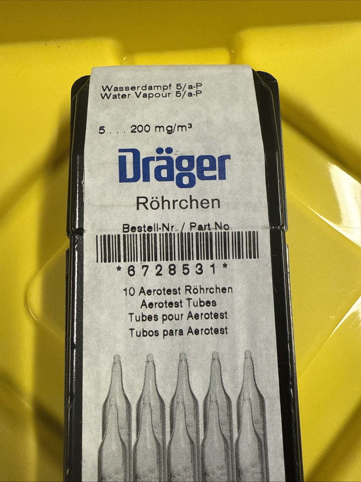 DRAGER 6728521 (PKG OF 10) 2023 5/a-P 200 mg/m3 Areotest Tubes
