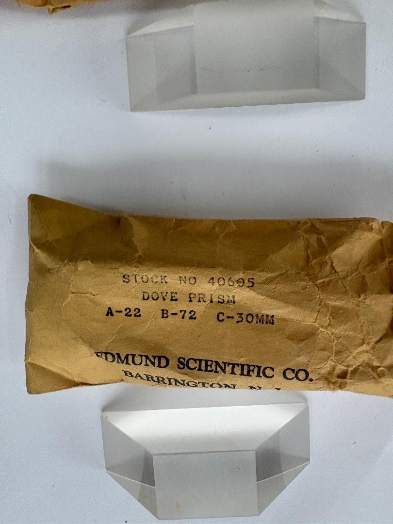Two vintage Edmund Scientific DOVE PRISMS no. 32331 and no. 40605, free shipping