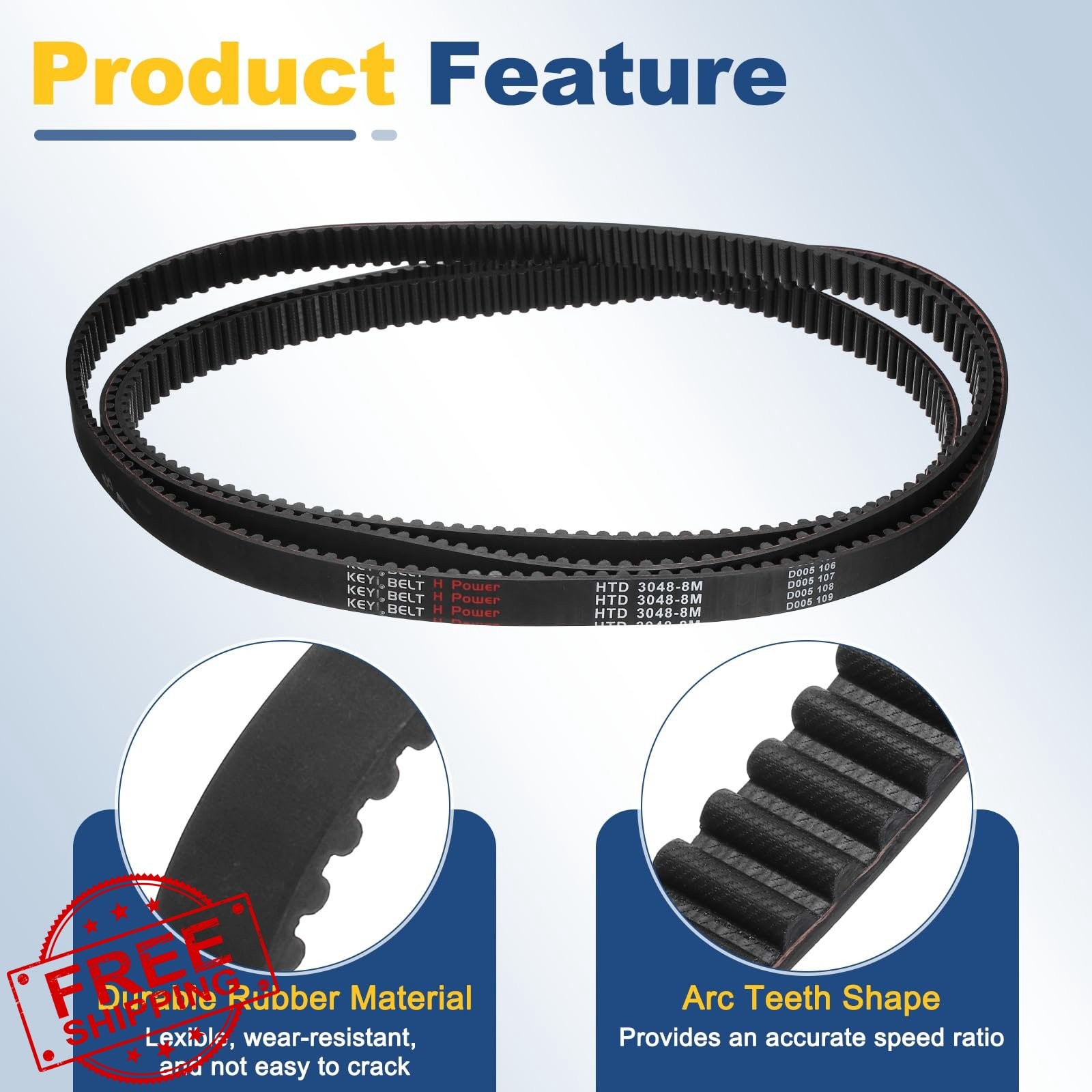 uxcell 3048-8M-20 Black Timing Belt