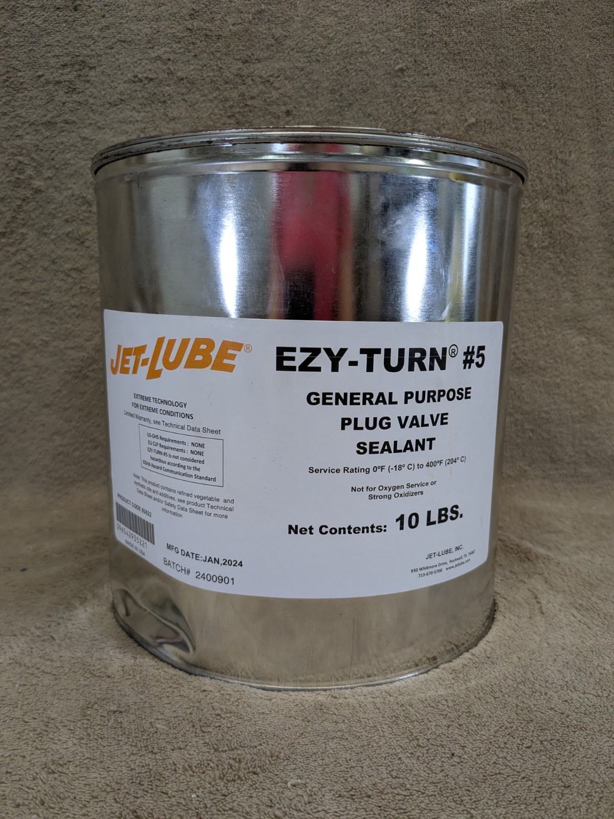 Jet-Lube 93522 EZY-TURN #5 Plug Valve Sealant 10 LB Pail DENTED CAN
