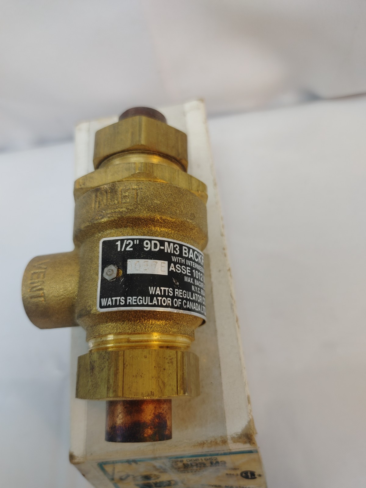 9DS-M3 1/2″ Sweat Backflow Preventer Dual Check Vent Valve *BOX WEAR*