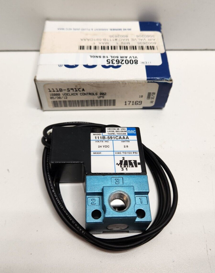NEW OLD STOCK! MAC 24V 1/8″ SOLENOID VALVE 111B-591CA