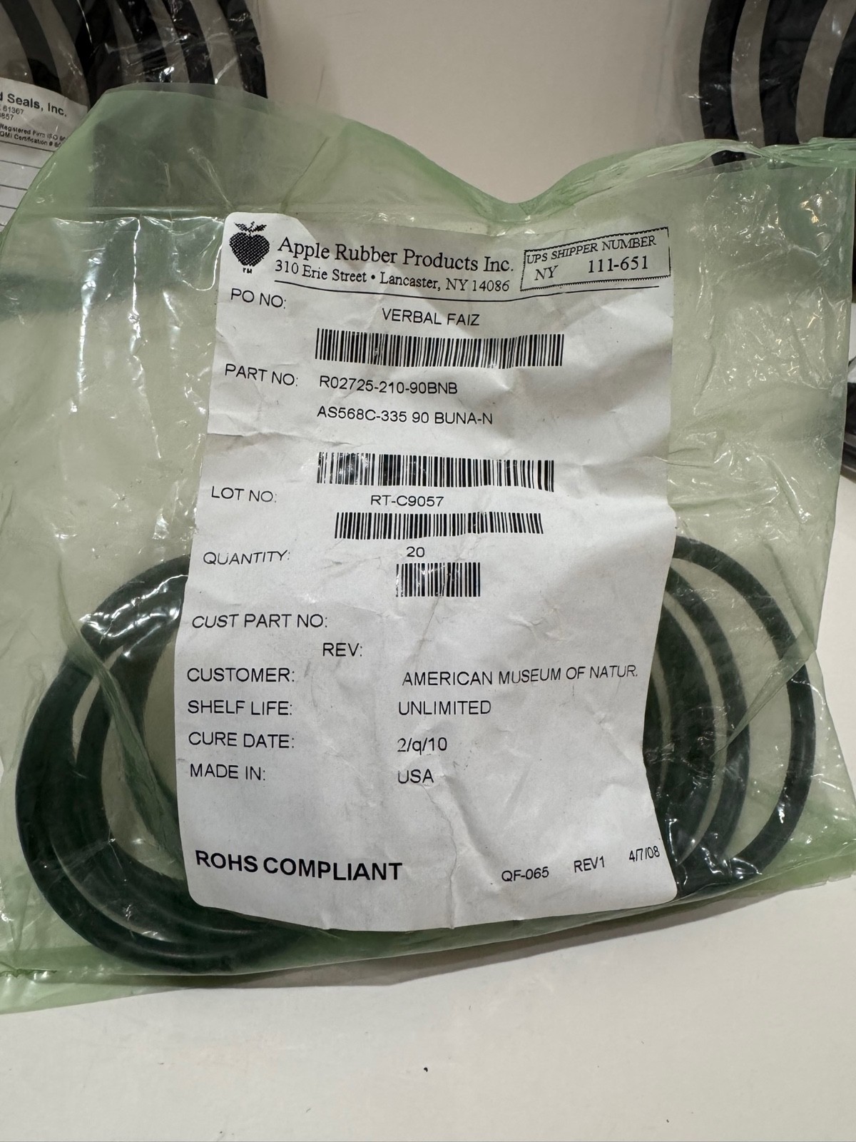 Industrial Fluid Seals Lot Gallagher Fluid Seals American Variseal Stainless Par