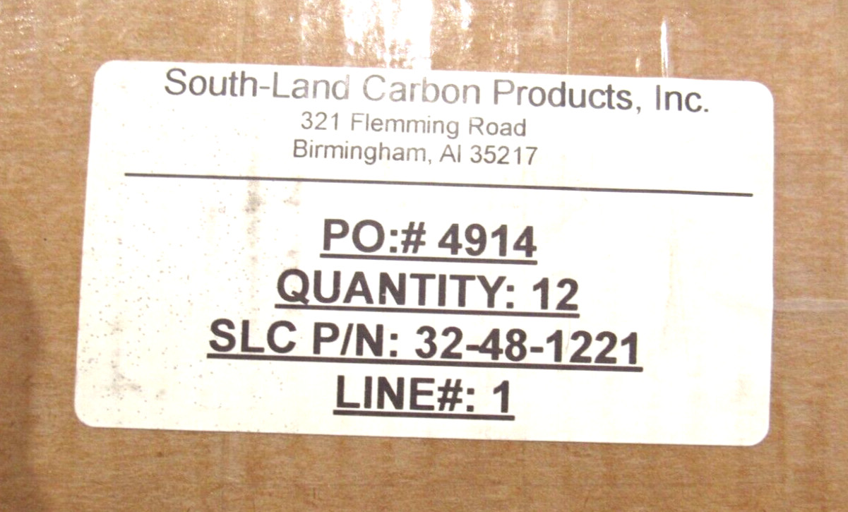 BOX OF 12 NEW SOUTH-LAND CARBON 32-48-1221 CARBON BRUSH 32481221