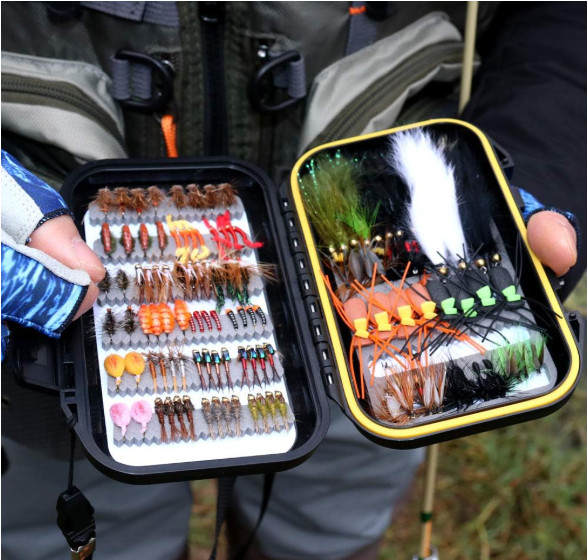Fly Fishing Flies Assortment with Waterproof Fly Box, 120pcs Dry/Wet/Nymph/Strea