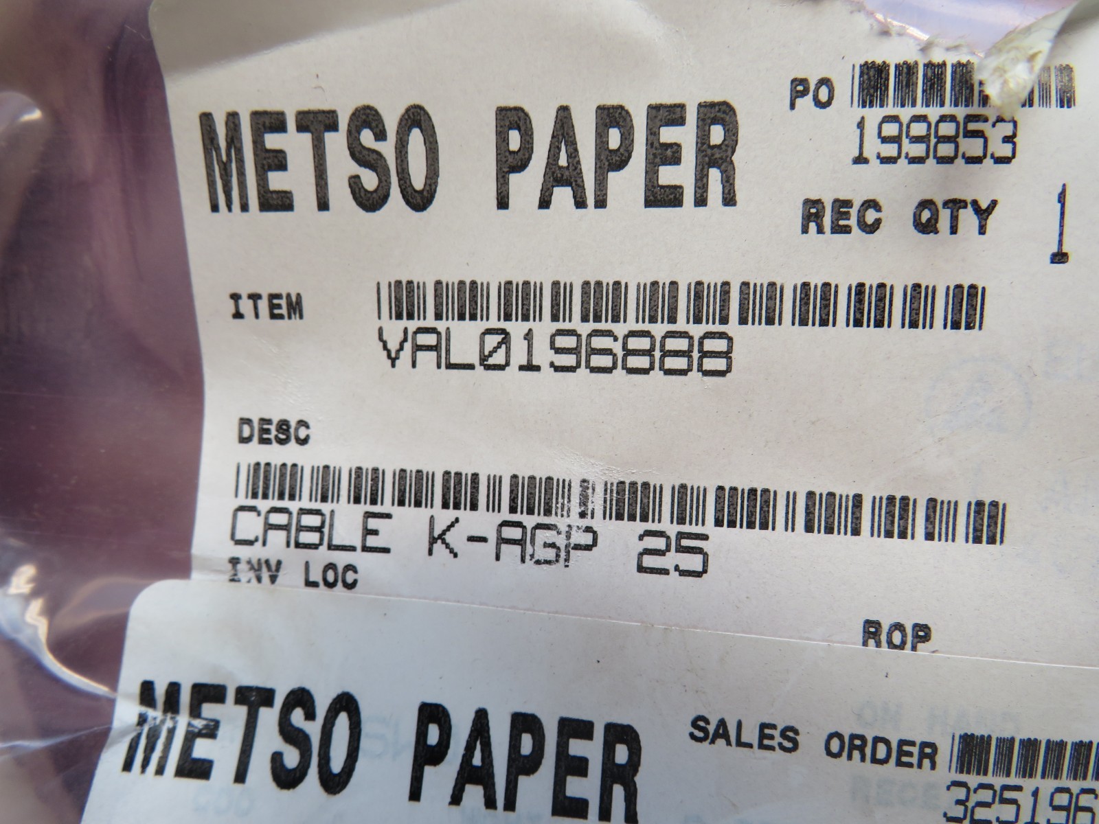 Dametric K-AGP25 Cable Valmet VAL0196888