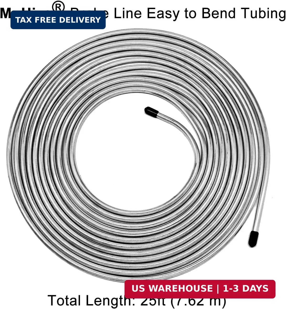 MuHize 1/4 Brake Line Tubing Kit – 25 Ft. Zinc Coated Steel Flexible Fuel & Tran