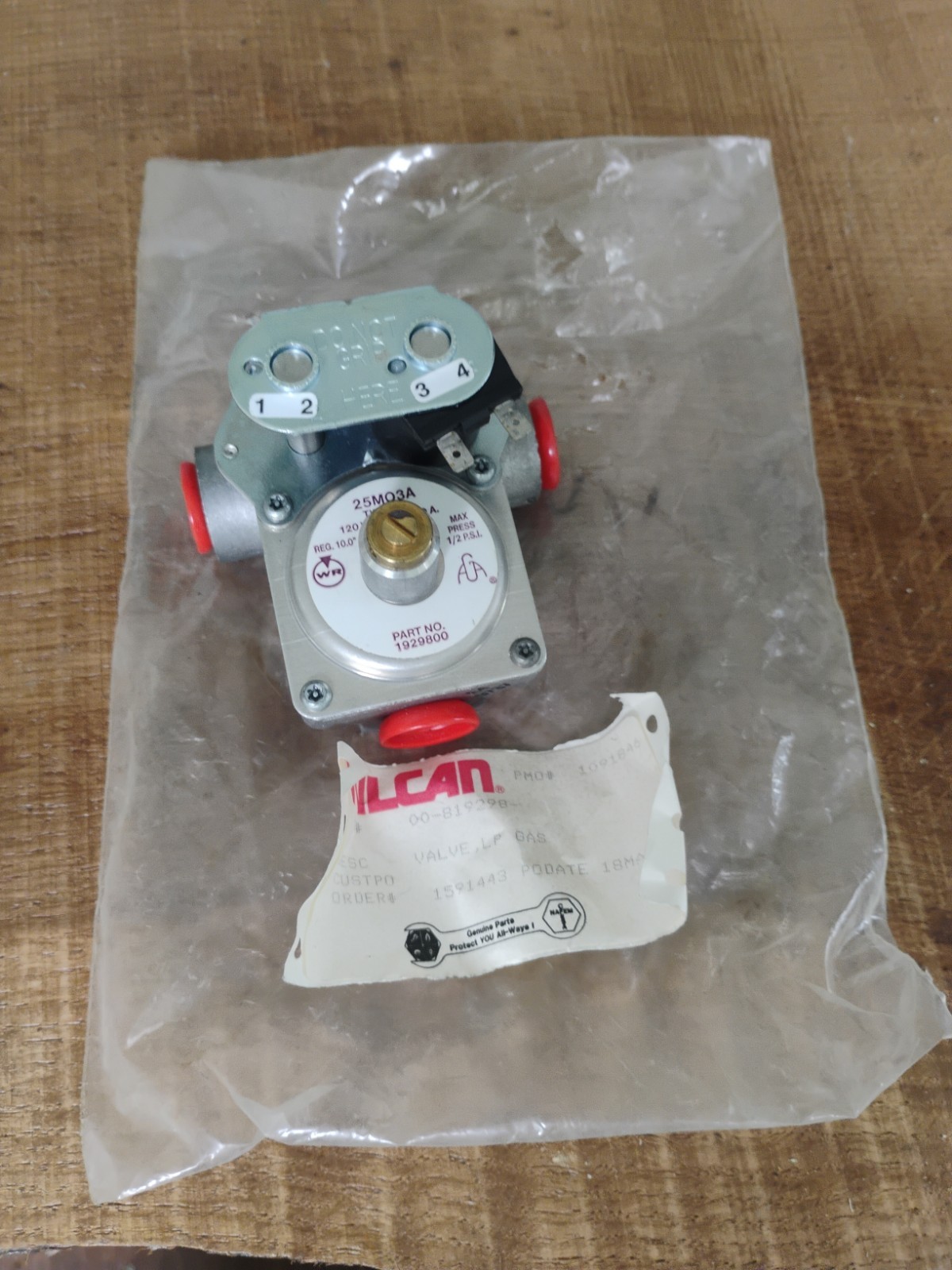 NEW VULCAN HART 1929800 LP Gas VALVE 120V ,60HZ