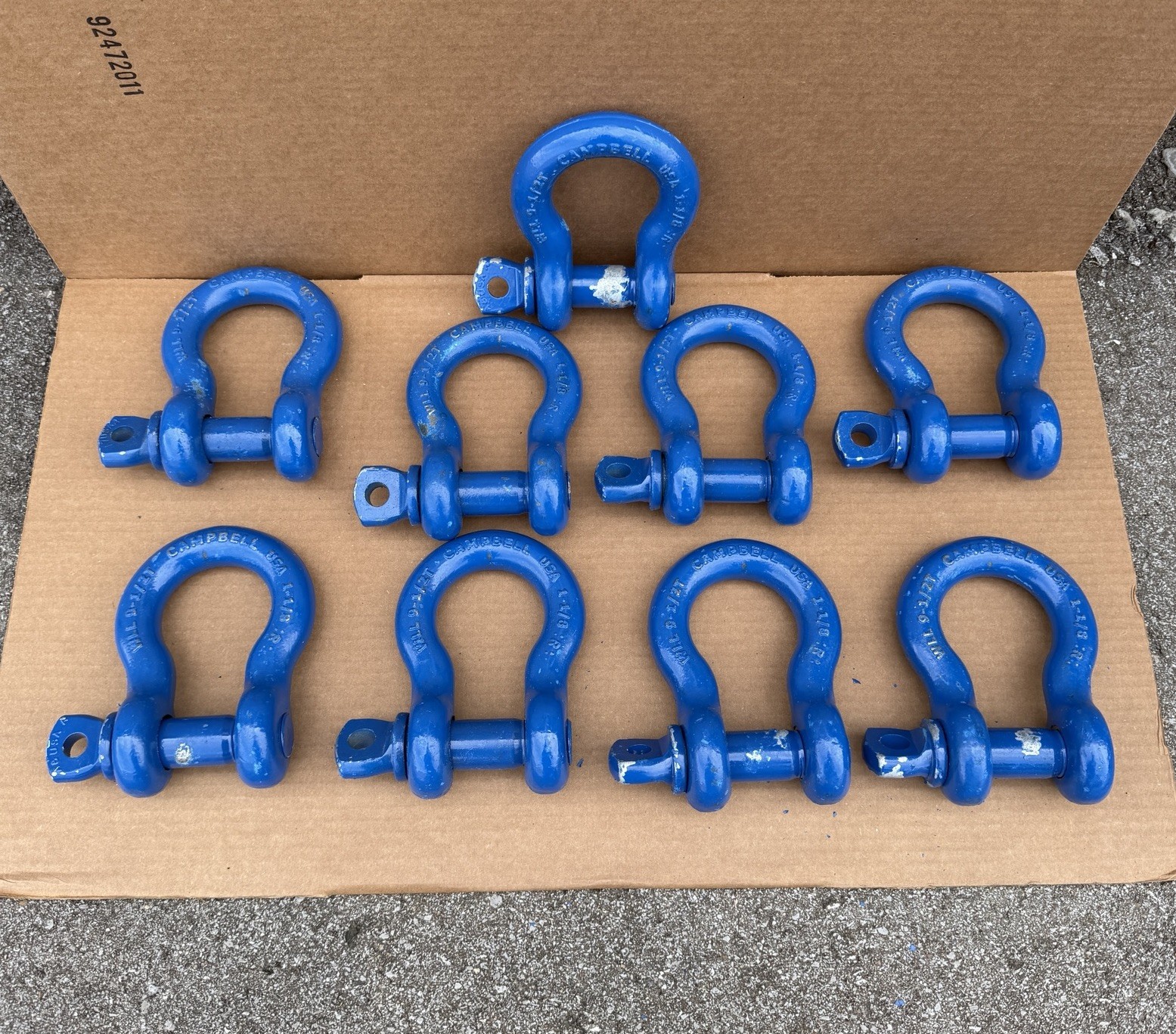 9 -pcs Campbell 5411805 1-1/8” Screw Pin Anchor Shackle Painted WLL 9.5 Ton