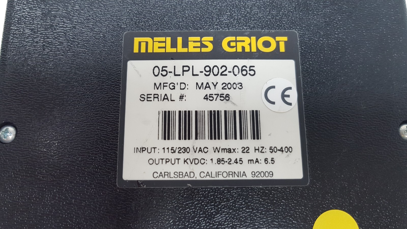 AEROTECH LASER 0EM5R/ES12450, W/ MELLES GRIOT 05-LPL-902-065