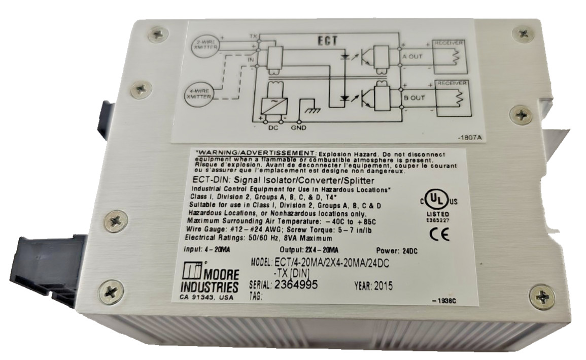 Moore ECT/4-20MA/2X4-20MA/24DC-TX Signal Isolator Converter Splitter DIN-Rail
