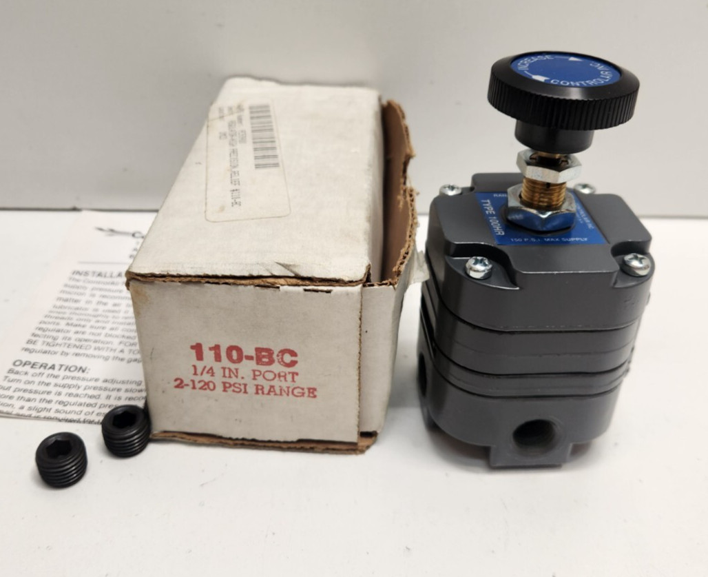 NEW IN BOX! CONTROL AIR 1/4″ PORTS 2-120 PSI PNEUMATIC REGULATOR 110-BC