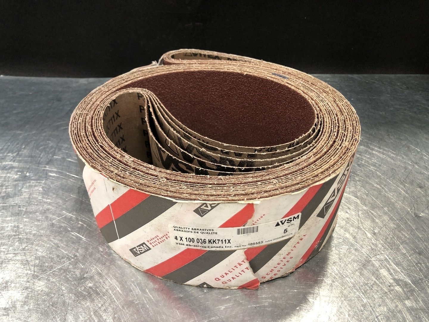 SURPLUS NEW VSM KK711X 4 x 100 Aluminum Oxide Quality Abrasive Belts –