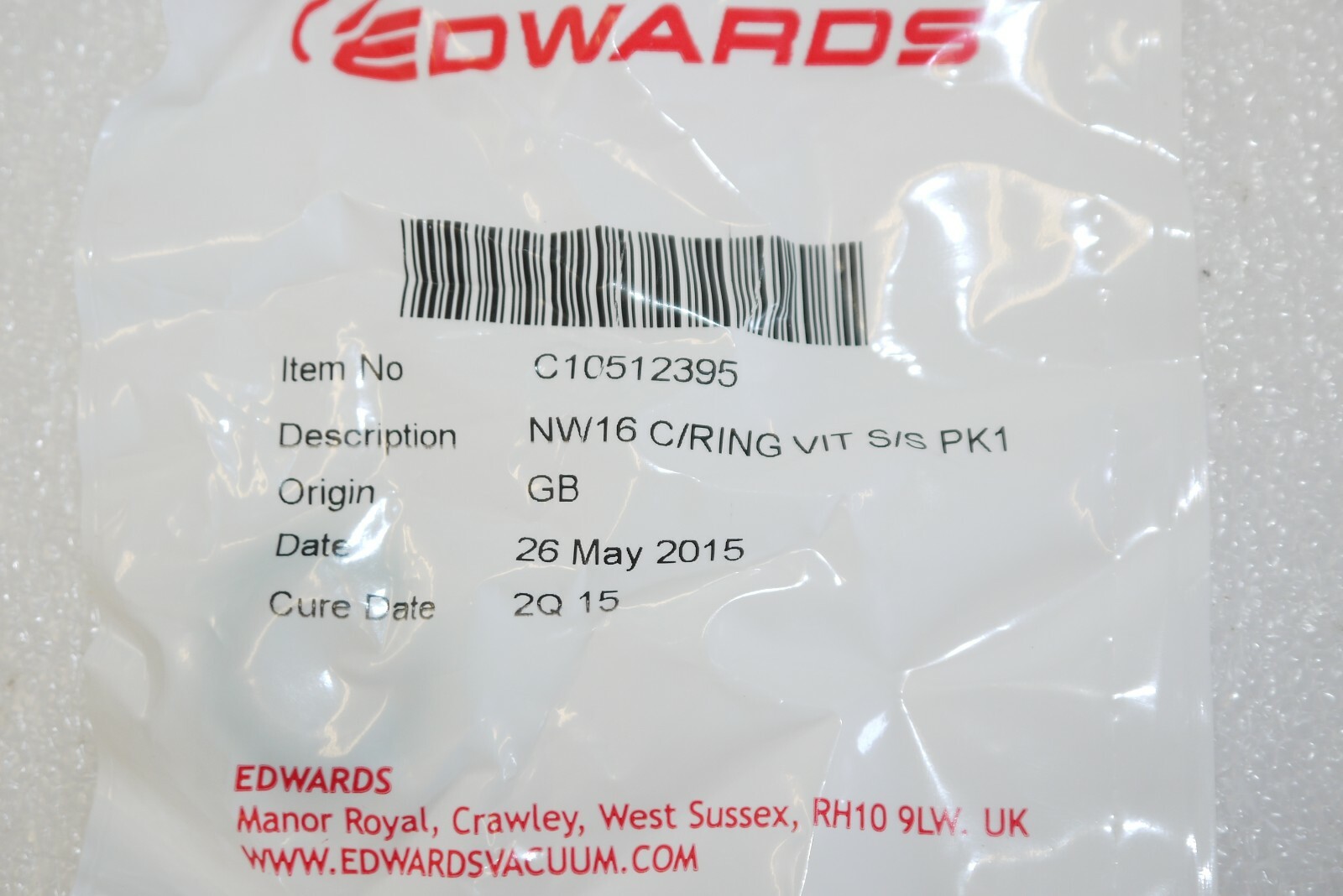 BOC EDWARDS C10512395 NW16 VITON VACUUM CENTERING RING NEW