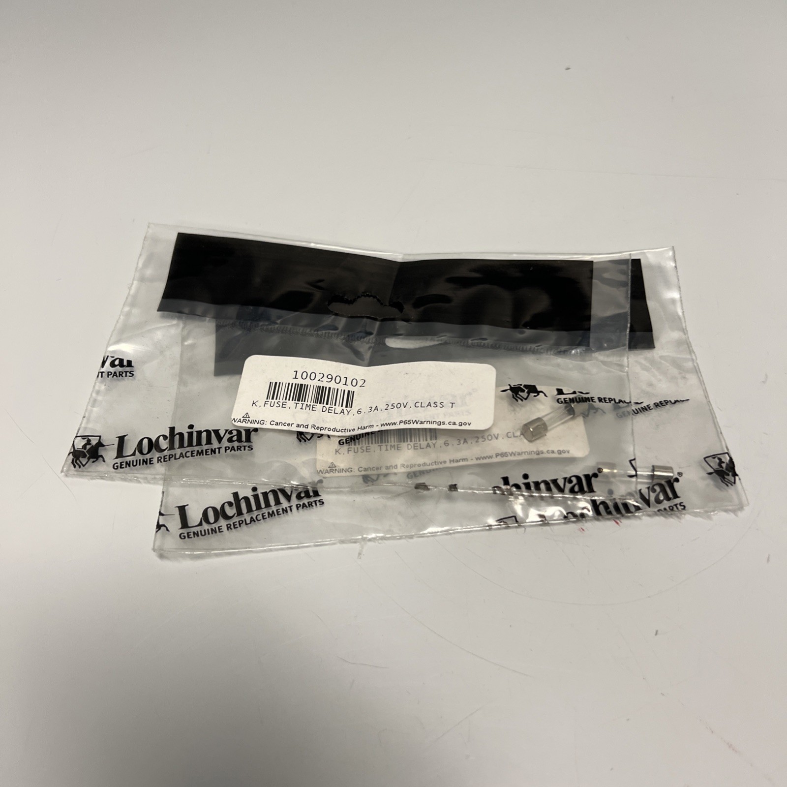 NEW, LOT OF 2, LOCHINVAR, 100290102, TIME DELAY FUSE, 6.3A, 250V, CLASS T (2J-2)