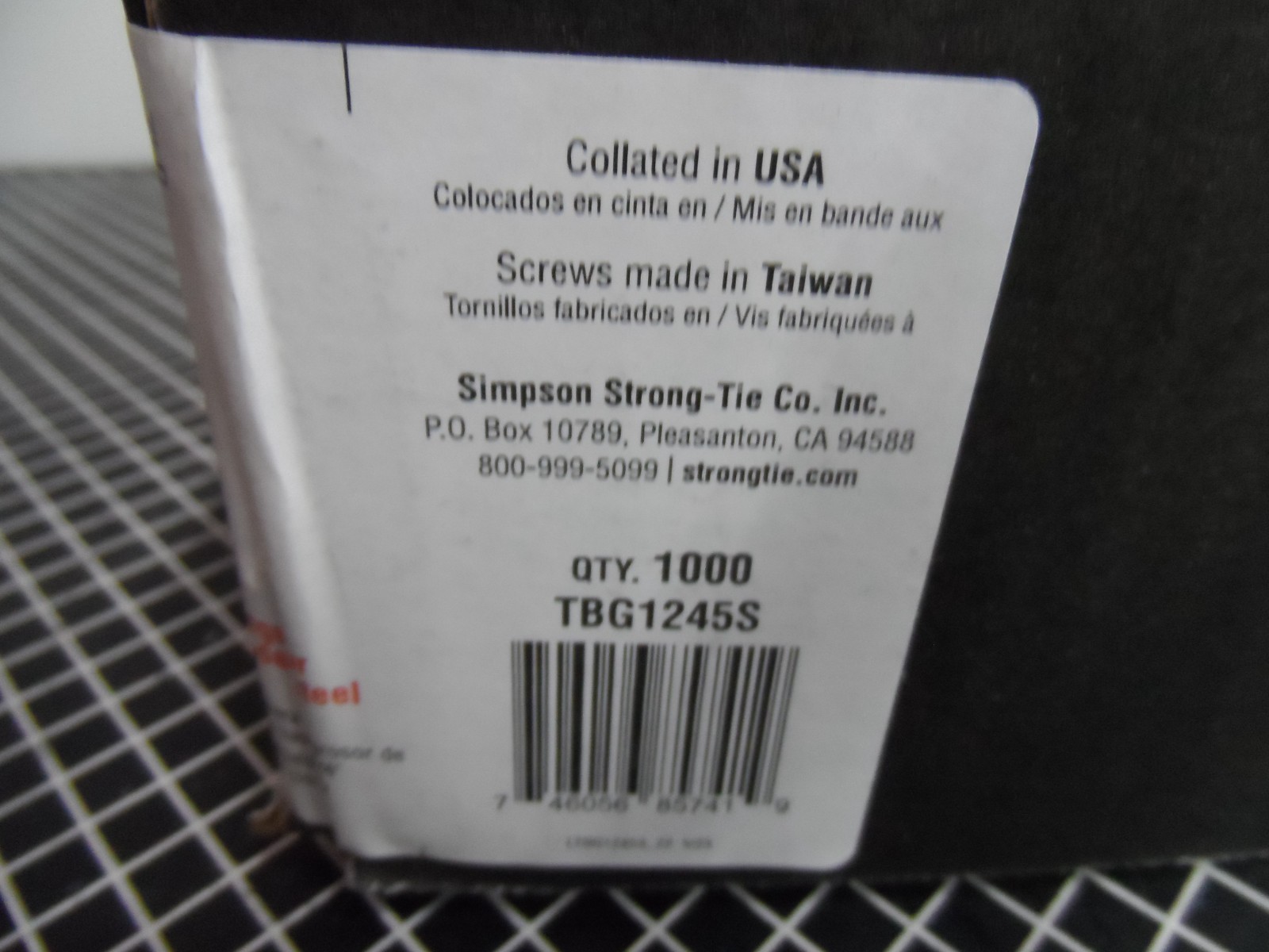 #12 x 1-3/4″ Quik Drive Strong-Drive TB WOOD-TO-STEEL Screws N2000 1,000 (26582)