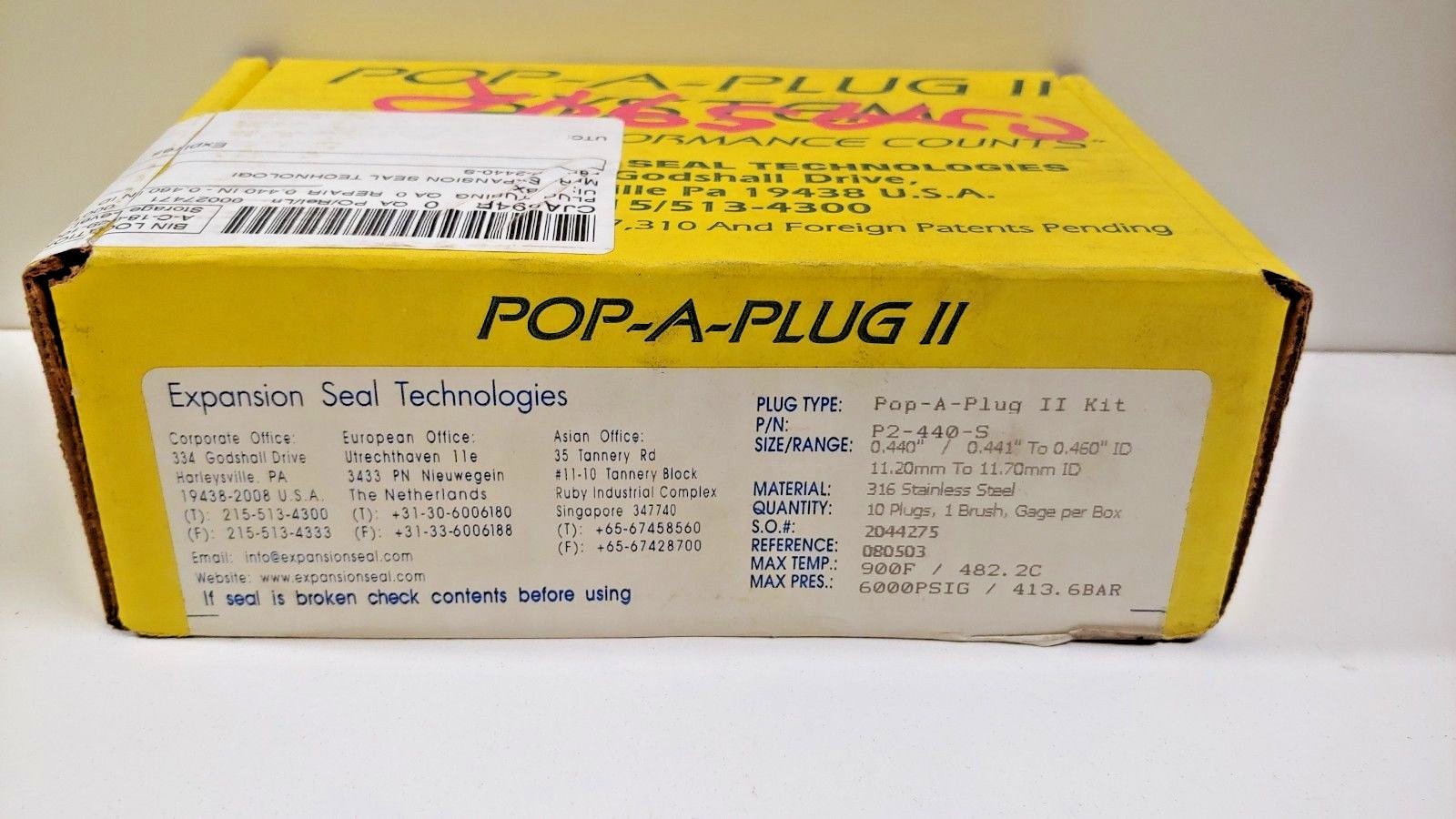 NEW IN BOX! CURTIS WRIGHT (10) POP-A-PLUG P2 KIT TUBE PLUGS P2-440-S