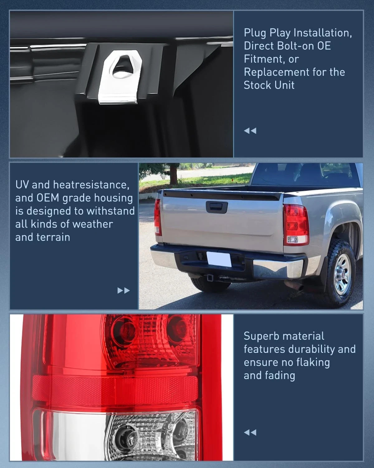 Taillight Assembly Compatible with 2007 2008 2009 2010 2011 2012 2013 GMC Sierra