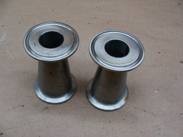 LOT OF 2 TRI-CLAMP SANITARY REDUCERS 3″ L X 1-3/8″ID TO 7/8″ID 2″OD FLANGES
