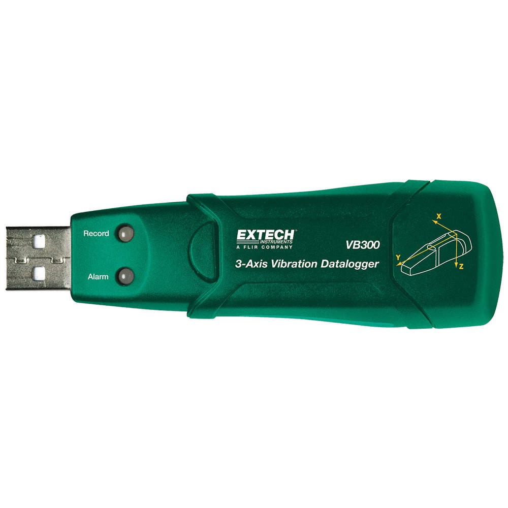 EXTECH VB300 Data Logger,3 Axis Vibration,USB 5LUU0