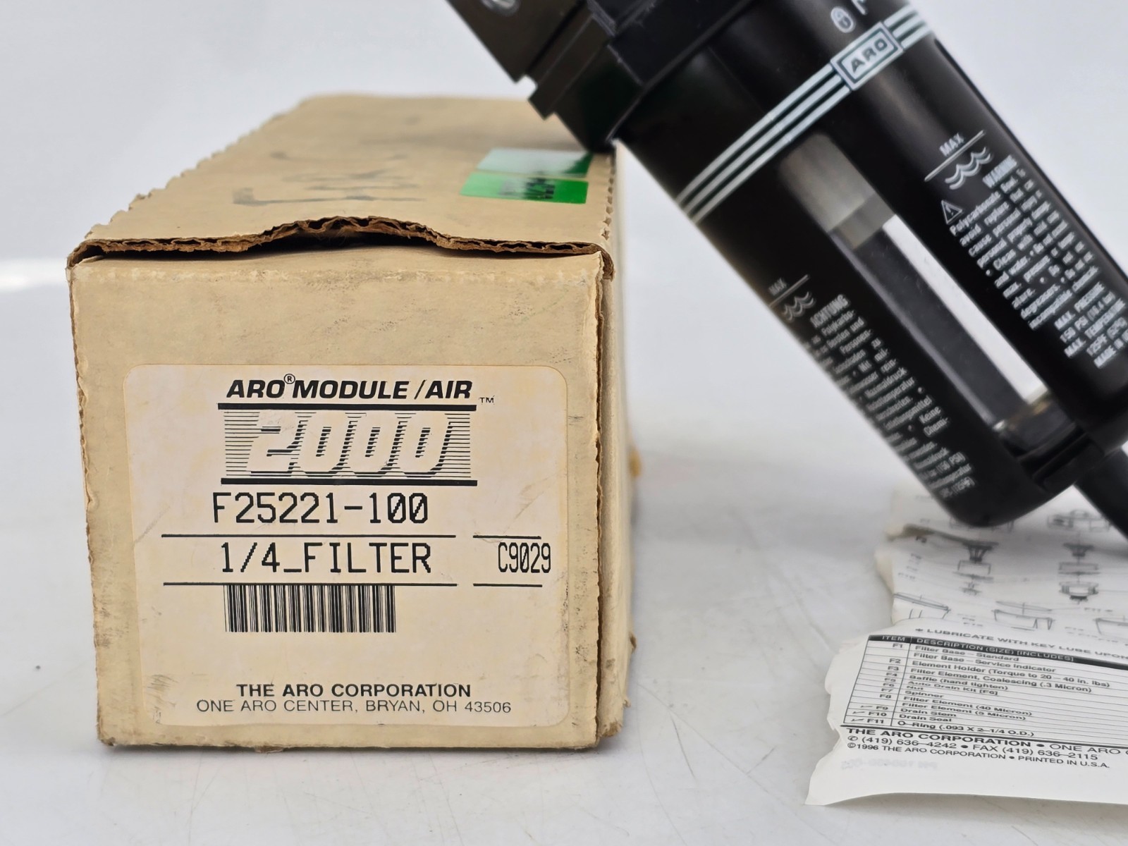 NOS Vtg – Aro F25221-100 Air 2000 ¼ Filter 150 PSI