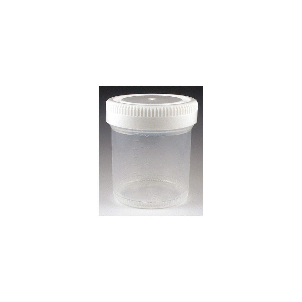 GLOBE SCIENTIFIC 6525 Airtight Jar,90 mL,64.4 mm H,White,PK300 46AX29