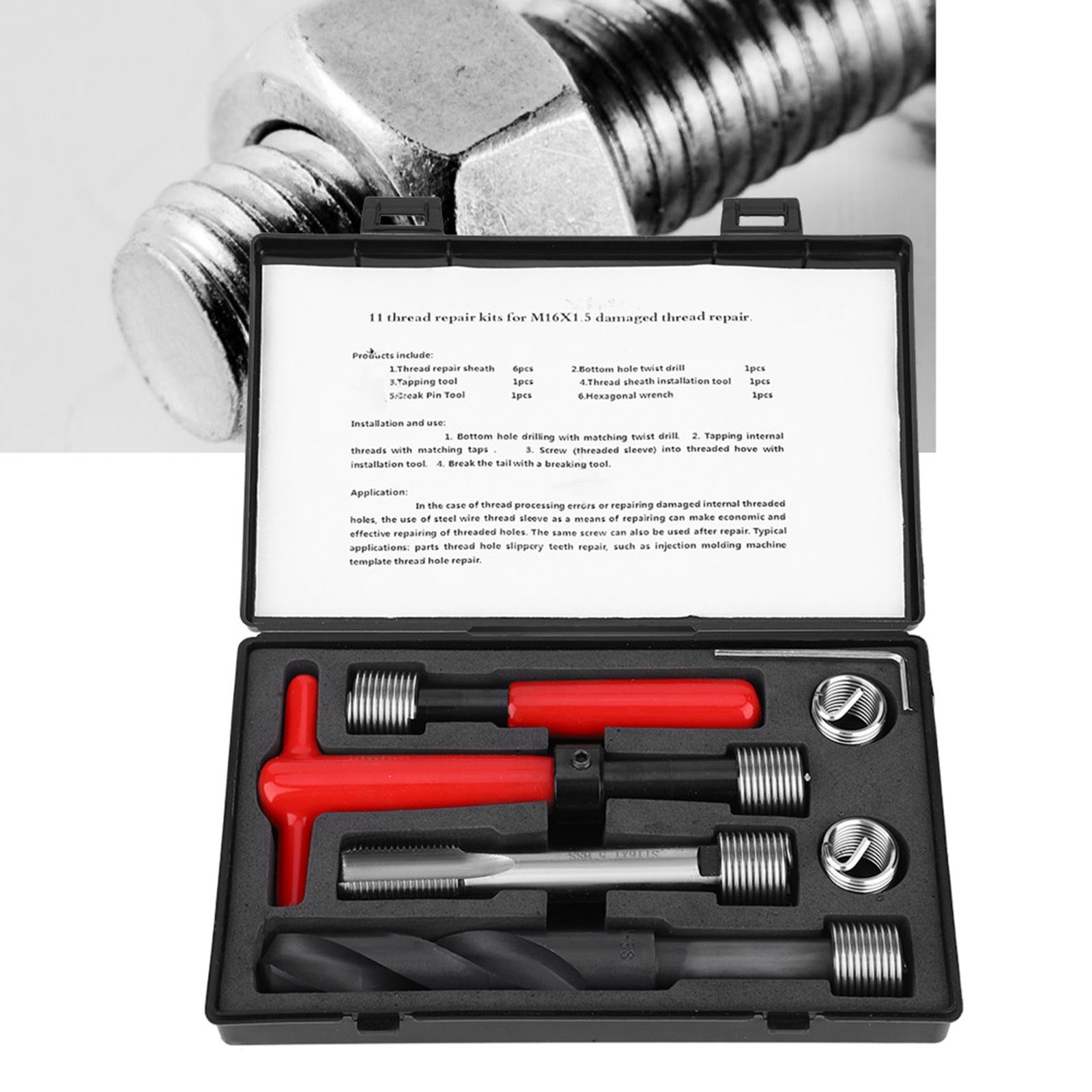 11Pcs Thread Repair Kit Durable Tap Insertion Tool For Auto Parts Stainless NEW