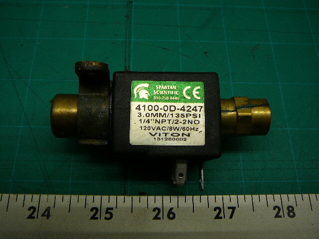 SPARTAN SCIENTIFIC SOLENOID VALVE 4100-0D-4247 3.0MM/135PSI 120VAC 8W 60Hz