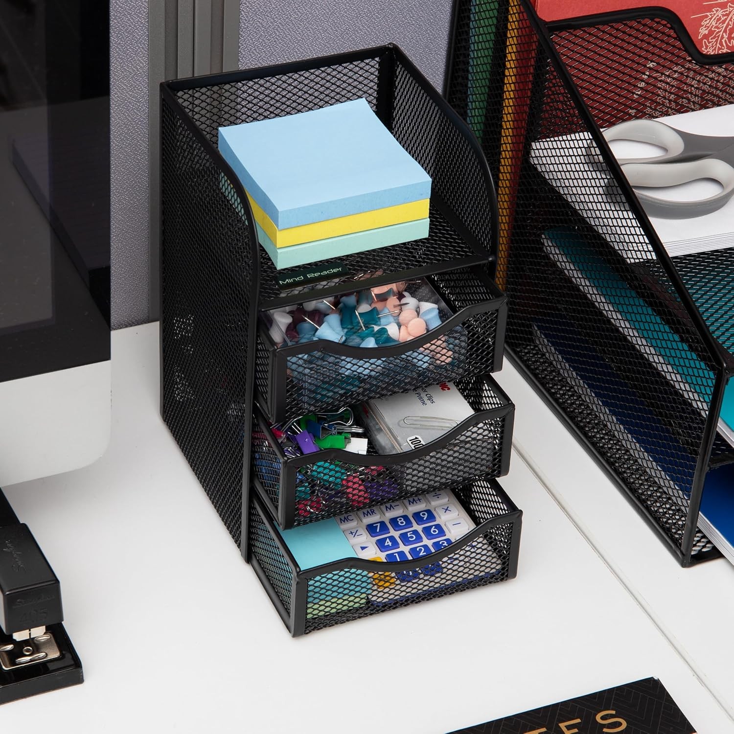 Mind Reader Desktop Accessory Storage, Paper Binder 4.75″L x 5″W x 8″H, Black