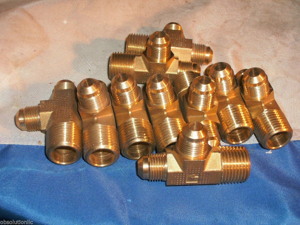 QTY 10: PARKER MALE RUN TEE 3/8″ 45° FLARE X 1/2″ MNPT 151F-6-8