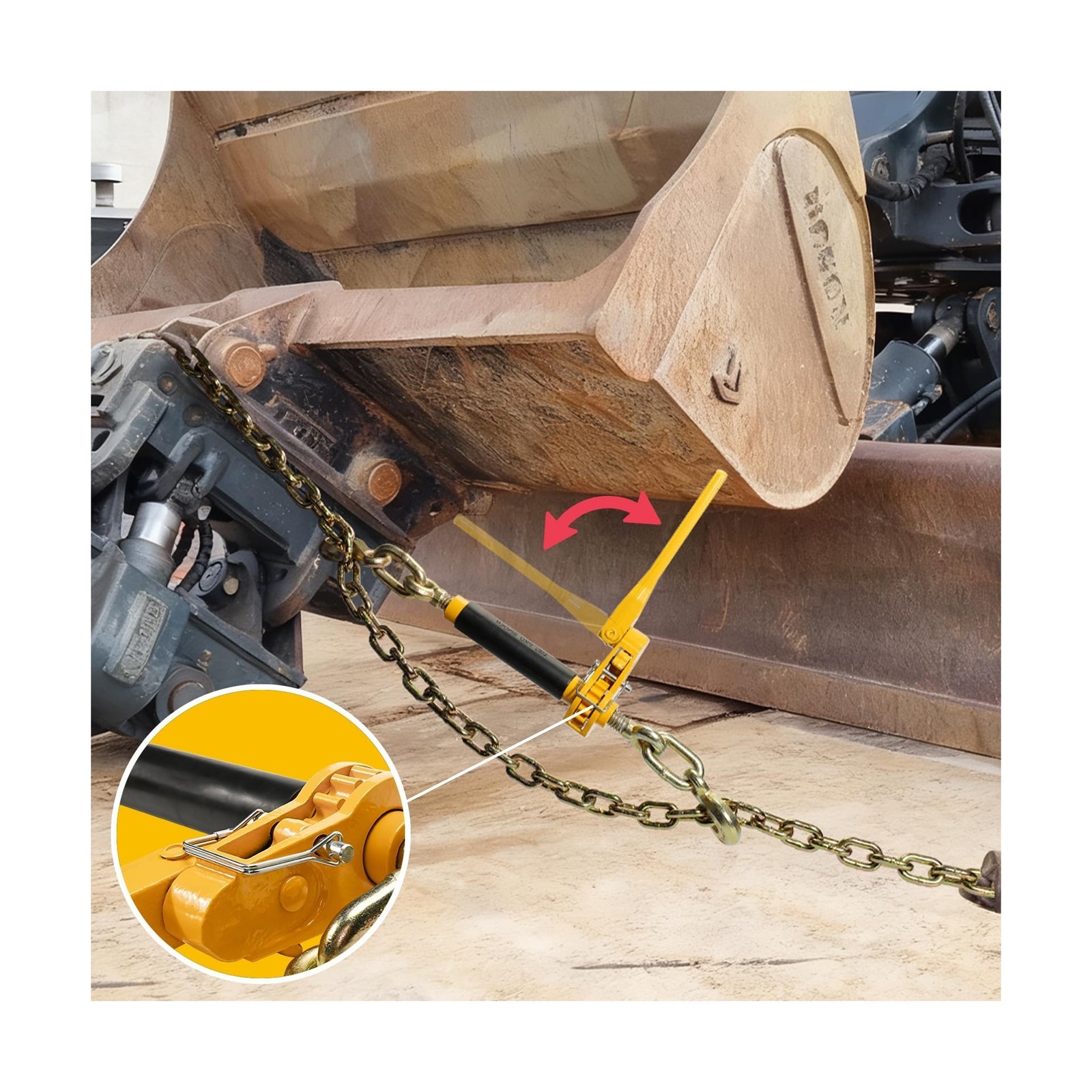 5/16″ – 3/8″ Folding Handle Load Binder, Heavy Duty Ratchet Chain Binder w/Gr…